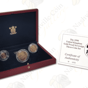 1990 United Kingdom 3-pc Proof Gold Sovereign Set