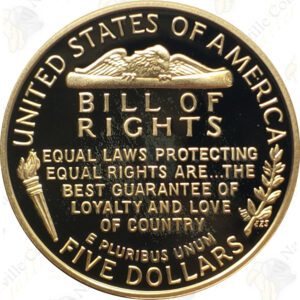 1993 Bill of Rights $5 Proof