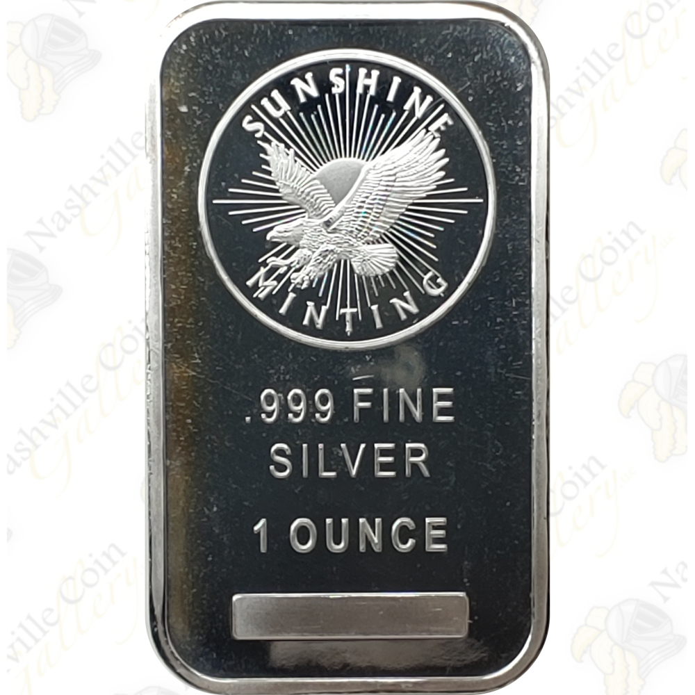 Sunshine Mint 1 troy oz .999 fine silver bar - Uncirculated - SKU