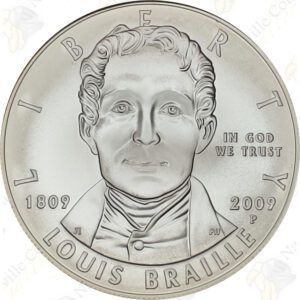 2009 Louis Braille Uncirculated Silver Dollar