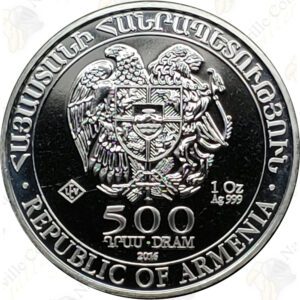 2016 Armenia Noah's Ark - 500 Drams - 1 oz .999 Fine Silver