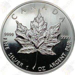 1991 Canada 1 oz .9999 fine silver Maple Leaf