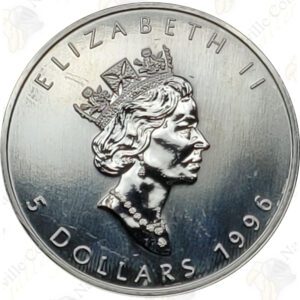 1996 Canada 1 oz .9999 fine silver Maple Leaf