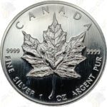 1996 Canada 1 oz .9999 fine silver Maple Leaf