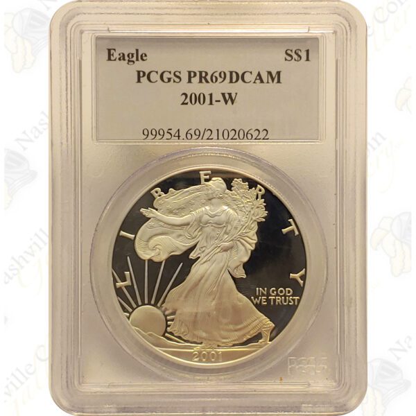 2001-W Proof American Silver Eagle -- PCGS PR69 Deep Cameo