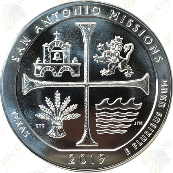 2019 San Antonio Missions 5 oz. ATB Silver Coin - BU