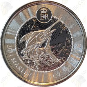 2021 Cayman Islands (Scottsdale Mint) 1 oz .999 fine silver Marlin