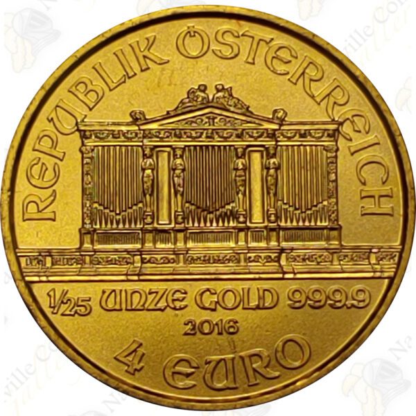 Austria 1/25 oz .9999 fine Gold Philharmonic
