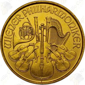 Austria 1/25 oz .9999 fine Gold Philharmonic