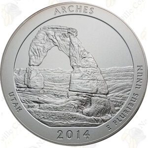 2014-P ARCHES NATIONAL PARK 5 OZ ATB SILVER COIN - SPECIMEN