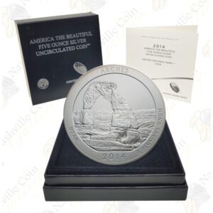 2014-P ARCHES NATIONAL PARK 5 OZ ATB SILVER COIN - SPECIMEN