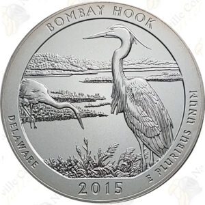 2015-P BOMBAY HOOK 5 OZ ATB SILVER COIN - SPECIMEN