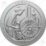 2019-P LOWELL NATIONAL HISTORIC PARK 5 OZ ATB SILVER COIN - SPECIMEN