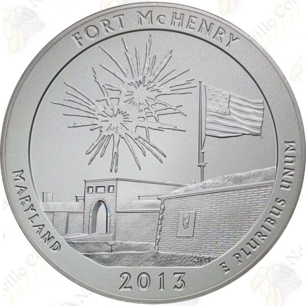 2013-P FORT McHENRY 5 OZ ATB SILVER COIN - SPECIMEN