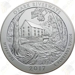 2017-P OZARK RIVERWAYS 5 OZ ATB SILVER COIN - SPECIMEN