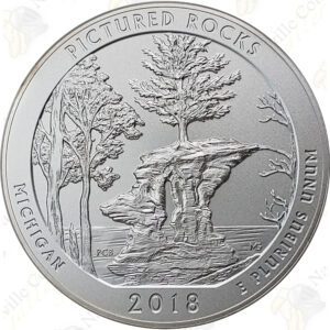 2018-P PICTURED ROCKS 5 OZ ATB SILVER COIN - SPECIMEN