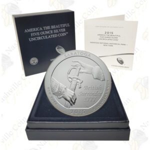 2015-P SARATOGA 5 OZ ATB SILVER COIN - SPECIMEN