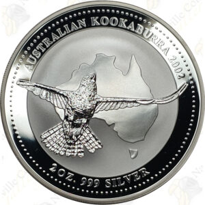 2002 Australia 2 oz .999 fine silver Kookaburra