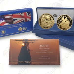 2020 US Mint / British Royal Mint Mayflower 400th Anniversary Gold 2-coin Proof Set