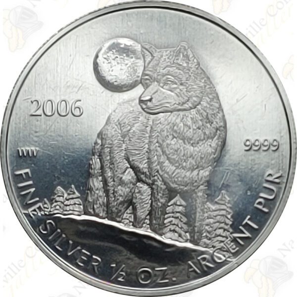 2006 Canada 1/2 oz .9999 fine silver Wolf