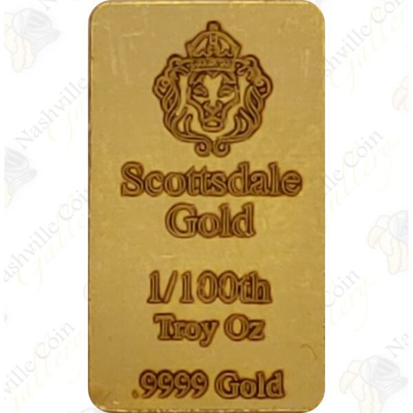 Scottsdale Mint 1/100 oz .9999 fine gold bar