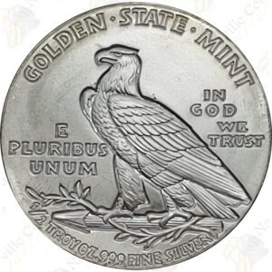 Golden State Mint Incuse Indian 1/2 oz .999 fine silver round