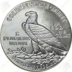 Golden State Mint 1 oz .999 fine silver Incuse Indian round