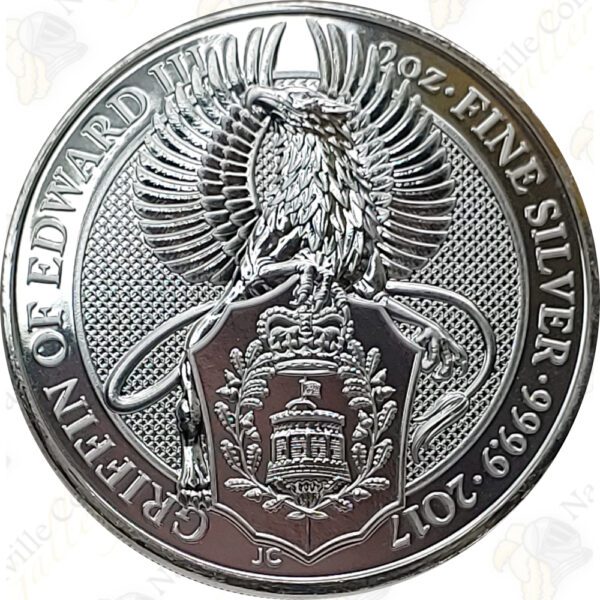 2017 Great Britain 2 oz Queens Beasts Griffin of Edward