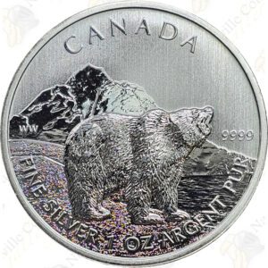 2011 Canada 1 oz. .9999 Fine Silver Grizzly Bear - BU