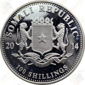 2014 Somalia 1 oz .999 fine silver Elephant