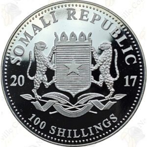 2017 Somalia 1 oz .9999 fine silver Elephant with Rooster privy