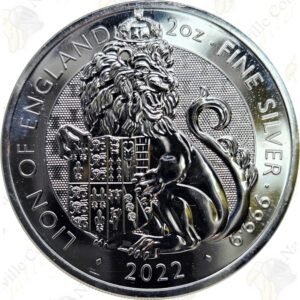 2022 Great Britain 2 oz .9999 fine silver Lion of England