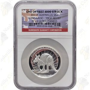 2011 Australia 1 oz High Relief Proof .9999 fine silver Kangaroo -- NGC PF69 Ultra Cameo