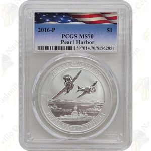 2016 Tuvalu 1 oz .9999 fine silver Pearl Harbor - PCGS MS70