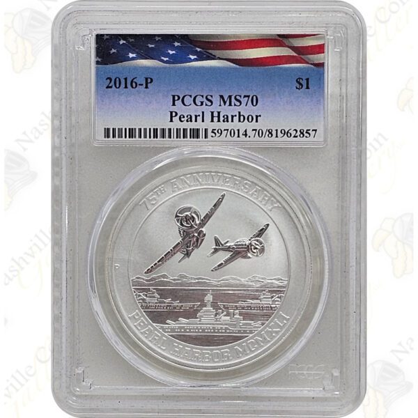 2016 Tuvalu 1 oz .9999 fine silver Pearl Harbor - PCGS MS70