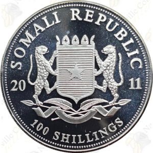 2011 Somalia 1 oz .999 fine silver Elephant