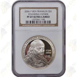 2006 Benjamin Franklin "Founding Father" Commemorative Silver Dollar -- NGC PF69 Ultra Cameo