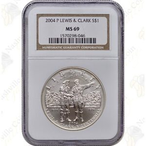 2004 Lewis & Clark Commemorative Silver Dollar -- NGC MS69