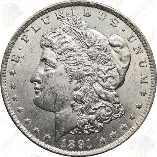 1891-CC Morgan Silver Dollar, Raw Uncirculated