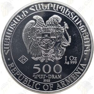 2022 Armenia Noah's Ark - 500 Drams - 1 oz .999 Fine Silver