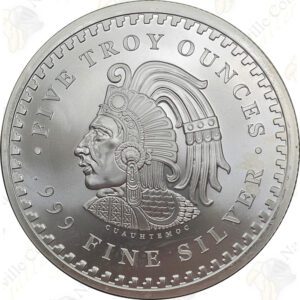 Golden State Mint Cuauhtemoc / Aztec Calendar 5 oz .999 fine silver round