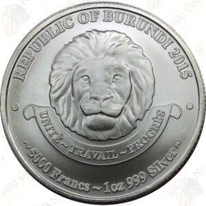 2015 Burundi 1 oz .999 fine silver African Lion