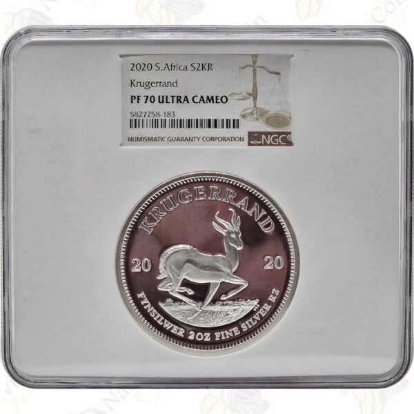 2020 South Africa 2 oz Proof Silver Krugerrand - NGC PF70 Ultra Cameo