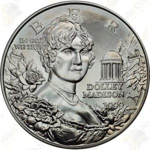 1999 Dolley Madison Commemorative Silver Dollar -- BU