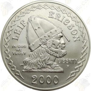 2000 Leif Ericson Uncirculated Commemorative Silver Dollar