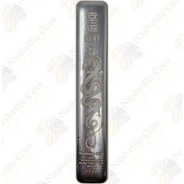 Scottsdale Mint 2024 8.88 oz .999 fine silver Lucky Dragon bar