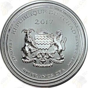 2017 Chad (Scottsdale Mint) 1 oz silver Deathstalker Scorpion