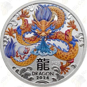 2024 Australia Lunar Series III 1/2-oz .9999 fine silver Year of the Dragon (Colorized)