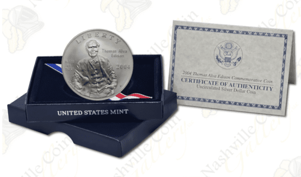 2004 Thomas Edison Uncirculated Commemorative Silver Dollar