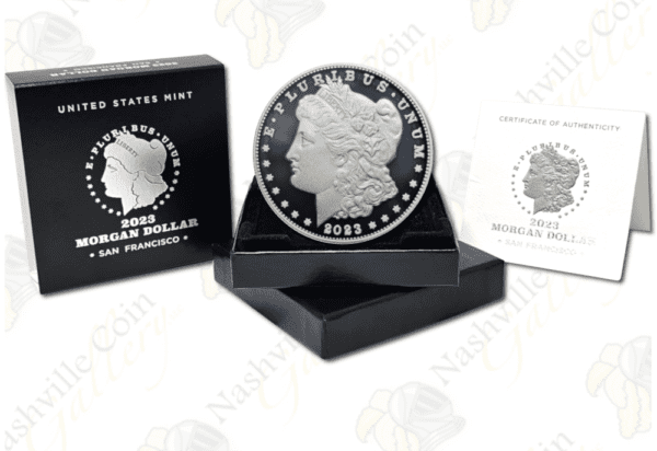 2023-S Proof Morgan Silver Dollar with box and COA -- .858 oz pure silver.